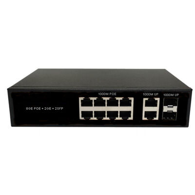 Sakelar PoE Fiber Optik 8 Port Gigabit SFP/RJ45 Uplink AC220V Anggaran 120W/150W Tanpa Kipas