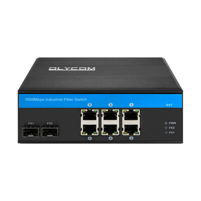 8 Port Industri PoE Switch Jaringan Gigabit Fiber Tidak Terkelola DIN Mounted CE FCC