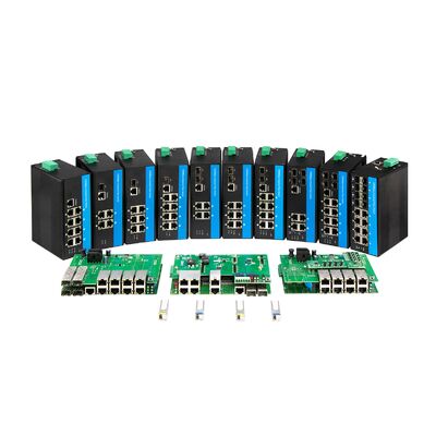 8 Port Industri PoE Switch Jaringan Gigabit Fiber Tidak Terkelola DIN Mounted CE FCC