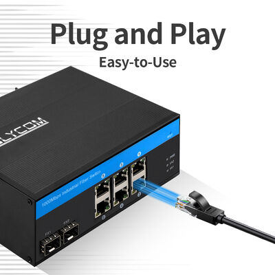 Sakelar Jaringan Gigabit 8 Port Tidak Terkelola 1G SM/MM Fiber Uplink Tanpa Kipas Bersertifikasi FCC IP40
