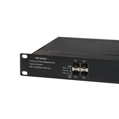 16 Port Industri PoE Switch Jaringan Serat Gigabit Tidak Terkelola Rak 1U Input 220V CE