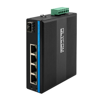 Saklar Ethernet Cepat 5 Port Industri Tanpa Kelola SFP Fiber Tanpa Kipas Peringkat IP40 DC12V