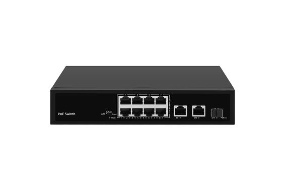 Saklar PoE 8 Port 10/100Mbps 120W Gigabit Network SFP Uplink Tanpa Manajemen Ditenagai AC CE