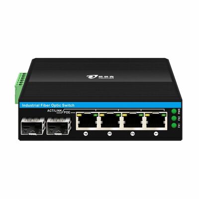 Industrial Unmanaged POE Switch dengan 2SFP+4RJ45 Port, 6KV Surge Protection, dan Wide Temperature Range (-40°C sampai +75°C)