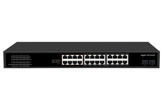 24 Port Gigabit PoE Switch 1U Tipe Unmanaged 1G Ethernet 300W Budget Fanless