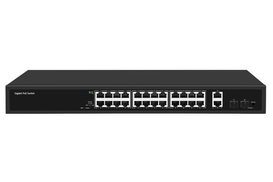 28-Port Full Gigabit PoE Fiber Switch Unmanaged 300W PoE Anggaran 220V Power Input