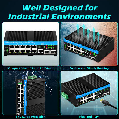 8 Port 2.5G Industrial Poe Switch 90w Jaringan POE++ Managed Switch untuk kamera PTZ