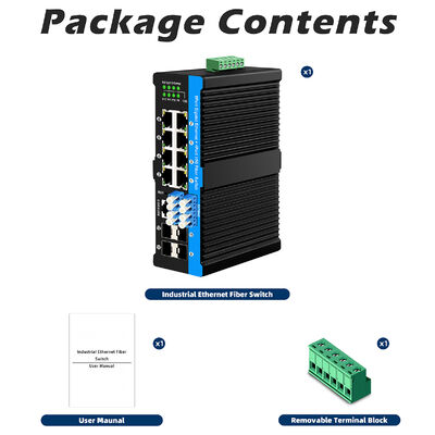 Saklar Bypass Serat Industri dengan 4 Port SFP+ 10G dan 8 Port PoE 10/100/1000Mbps untuk Lingkungan Keras