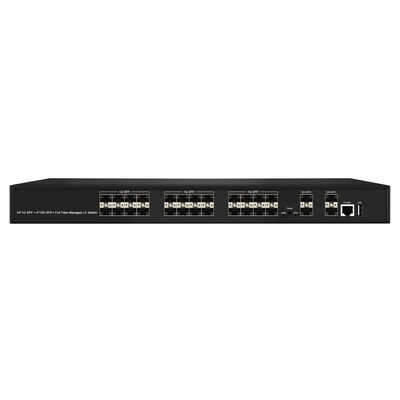 28-Port 10G SFP+ Managed Fiber Switch L2/L3 Aggregation Switch dengan SNMP VLAN QoS untuk Data Center ISP Network
