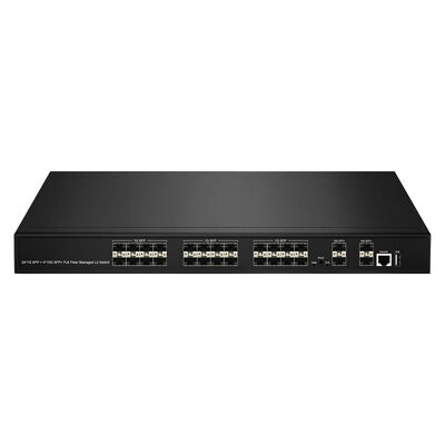 28-Port 10G SFP+ Managed Fiber Switch L2/L3 Aggregation Switch dengan SNMP VLAN QoS untuk Data Center ISP Network