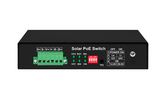 Gigabit PoE Switch MPPT Pengendali Pengisi Daya Surya SFP Serat Optik Input DC12V/DC24V/DC48V