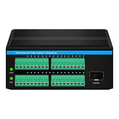 Konverter serat optik kontak kering 16-saluran DIN Rail Bidirectional untuk alarm industri