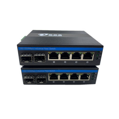 6 Port Industrial Ethernet Switch Jaringan Gigabit 100/1000m SFP Fiber Chip Realtek yang Tidak Dikelola