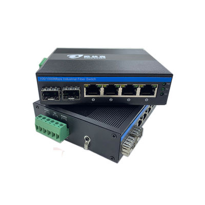 6 Port Industrial Ethernet Switch Jaringan Gigabit 100/1000m SFP Fiber Chip Realtek yang Tidak Dikelola