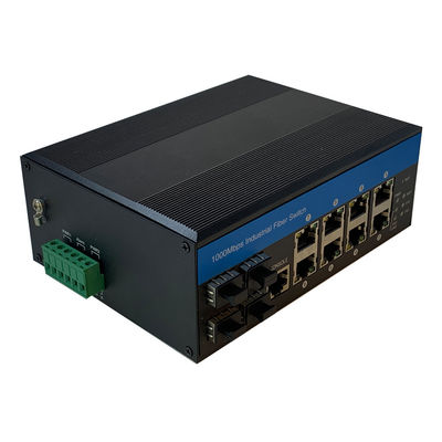 8 Port Industrial Managed PoE Switch 2.5G Fiber Din Rail 240W Dukungan Manajemen PoE
