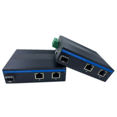 Sakelar POE Tidak Terkelola Industri 2 Port Gigabit SFP Fiber Network IP40 Tanpa Kipas DIN Rail
