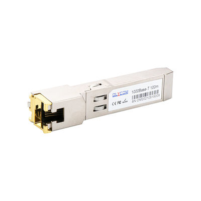 Modul SFP Gigabit RJ45 Transceiver 10/100/1000BASE-T Melalui Kabel UTP Cat5 Dapat Dipasang Saat Beroperasi