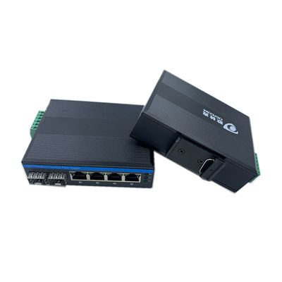 6 Port Gigabit Industrial Fiber Switch 100M/1G Jaringan optik Tidak dikelola FCC CE Tanpa kipas