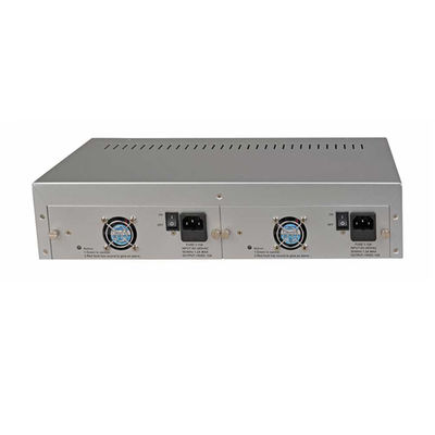 Sasis Rak Konverter Media 14 Slot 19 Inci 2U Ganda AC220V Untuk Konverter Media Serat CE