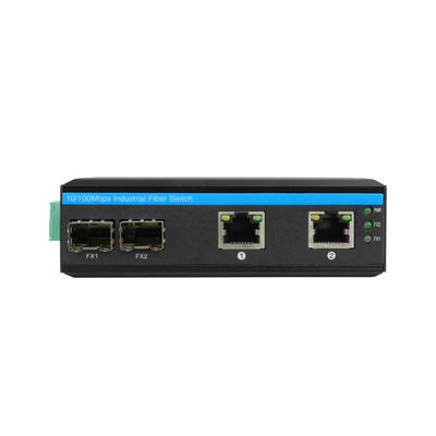 CE 10/100Mbps Industrial Network Switch 2 SFP Port Dan 2 Ethernet Port Tidak dikelola