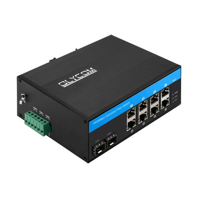10 Port Gigabit Industrial Network Switch SFP Fiber Uplink Din Rail Tidak dikelola