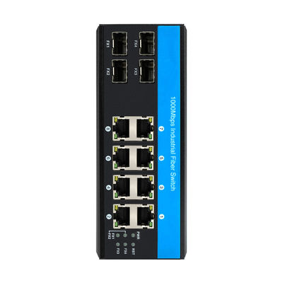 Waterproof 8 Port Network Switch Gigabit Rugged Ethernet Switch Dengan 4 Port Serat