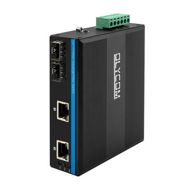 CE 10/100Mbps Industrial Network Switch 2 SFP Port Dan 2 Ethernet Port Tidak dikelola