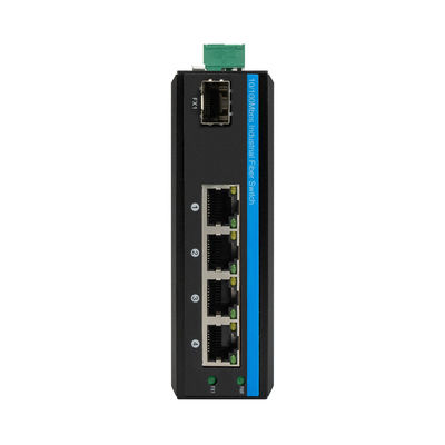 Sakelar Ethernet Industrial Tidak Terkelola 5 Port 10/100Mbps Jaringan Tangguh Tanpa Kipas SFP Fiber CE