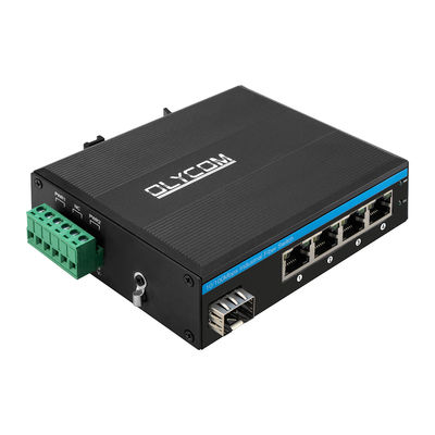 Sakelar Ethernet Industrial Tidak Terkelola 5 Port 10/100Mbps Jaringan Tangguh Tanpa Kipas SFP Fiber CE