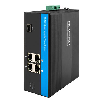 Sakelar Serat Industri 5 Port 10/100M Fast Ethernet DIN Rail Tanpa Pengelolaan Tanpa Kipas CE