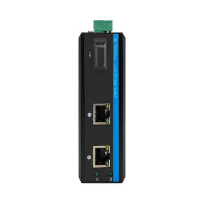 POE SC Connector Dual Fiber Industrial Switch Hub Dengan 2 Port RJ45 Network Switch