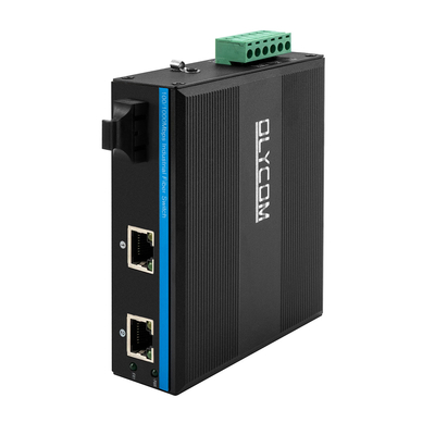 POE SC Connector Dual Fiber Industrial Switch Hub Dengan 2 Port RJ45 Network Switch
