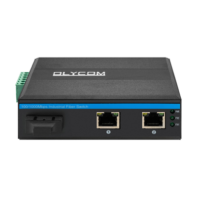 POE SC Connector Dual Fiber Industrial Switch Hub Dengan 2 Port RJ45 Network Switch