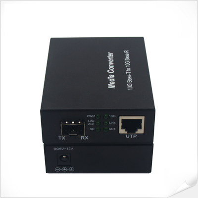 1000M 2.5G 5G 10G RJ45 SFP+ Media Converter 12VDC Kecepatan Sensing Otomatis Tidak dikelola
