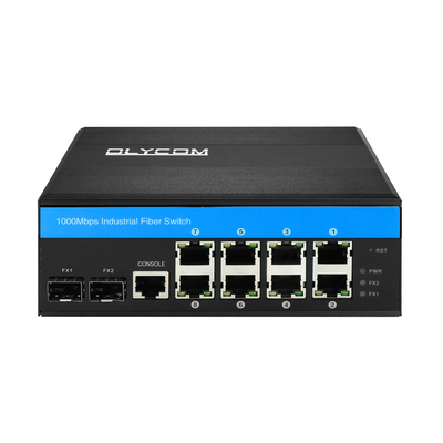 8 port poe sakelar terkelola l2 fiber optic gigabit rail rail rugged network din