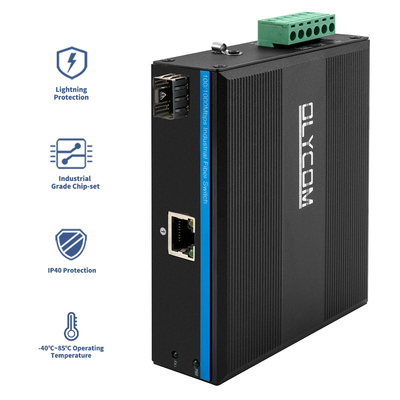 Industrial Ethernet Media Converter Gigabit Din Rail Input Daya Dual Tidak dikelola