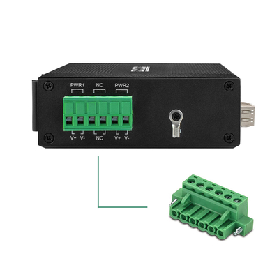 Input Daya Ganda 2 Port Industri Ethernet Media Converter Gigabit Din Rail Mounting Ukuran Mini